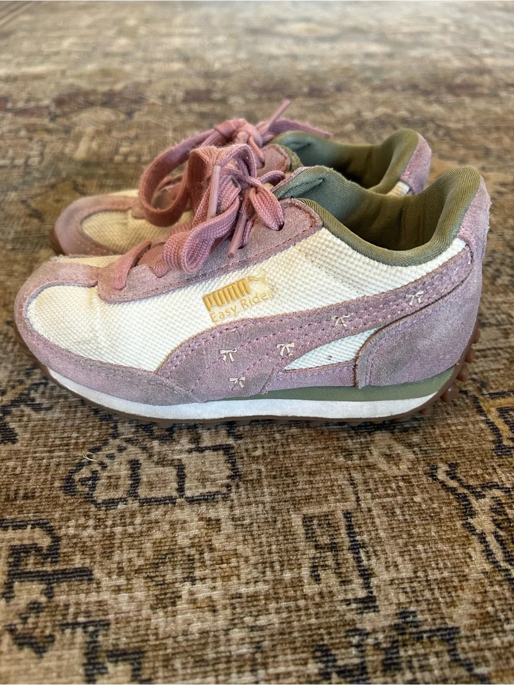 Puma Kids Pink and White Easy Rider Sneakers